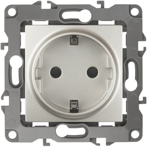 Изображение товара Розетка встраиваемая с заземлением и шторками (перламутровый) ЭРА 12-2102-15