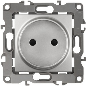 Изображение товара Розетка встраиваемая без заземления (алюминий) ЭРА 12-2105-03