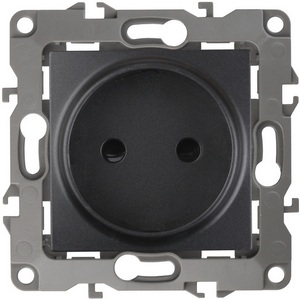 Изображение товара Розетка встраиваемая без заземления (антрацит) ЭРА 12-2105-05