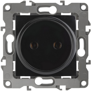 Изображение товара Розетка встраиваемая без заземления (черный) ЭРА 12-2105-06