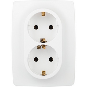 Изображение товара Розетка встраиваемая двойная с заземлением (белый матовый) ЭРА 12-2106-01М