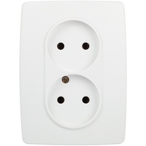 Изображение товара Розетка встраиваемая двойная без заземления (белый матовый) ЭРА 12-2107-01М