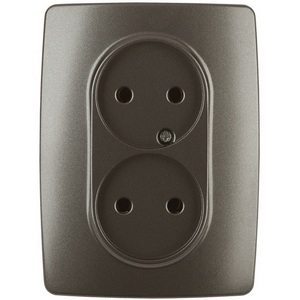 Изображение товара Розетка встраиваемая двойная без заземления (бронза) ЭРА 12-2107-13