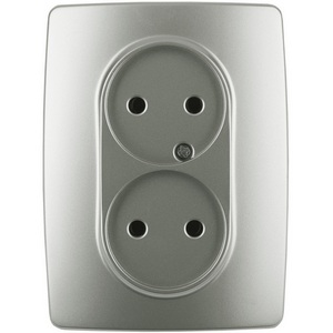 Изображение товара Розетка встраиваемая двойная без заземления (перламутровый) ЭРА 12-2107-15