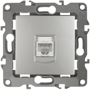 Изображение товара Розетка встраиваемая Ethernet RJ-45 (алюминий) ЭРА 12-3107-03