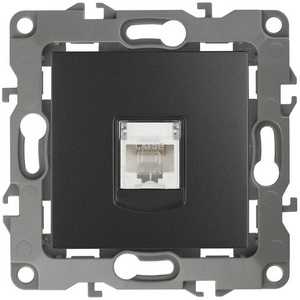 Изображение товара Розетка встраиваемая Ethernet RJ-45 (антрацит) ЭРА 12-3107-05