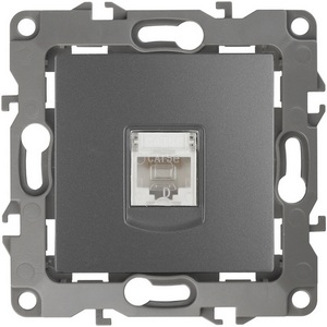 Изображение товара Розетка встраиваемая Ethernet RJ-45 (графит) ЭРА 12-3107-12