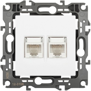 Изображение товара Розетка встраиваемая двойная Ethernet RJ-45 (белый матовый) ЭРА 12-3108-01М