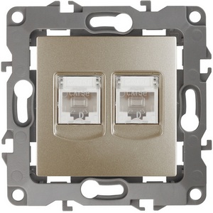 Изображение товара Розетка встраиваемая двойная Ethernet RJ-45 (шампань) ЭРА 12-3108-04