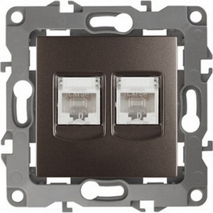 Изображение товара Розетка встраиваемая двойная Ethernet RJ-45 (бронза) ЭРА 12-3108-13