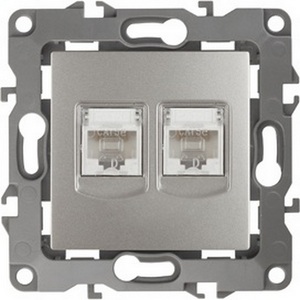 Изображение товара Розетка встраиваемая двойная Ethernet RJ-45 (перламутровый) ЭРА 12-3108-15