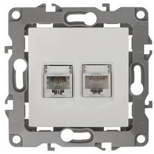 Изображение товара Телефонная розетка встраиваемая RJ-11 и Ethernet RJ-45 (белый) ЭРА 12-3109-01