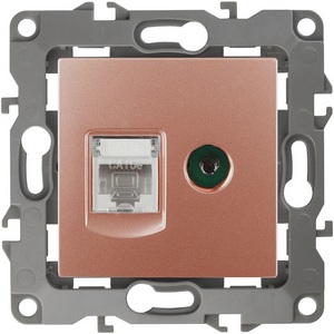 Изображение товара ТВ-розетка встраиваемая и Ethernet RJ-45 (медь) ЭРА 12-3110-14