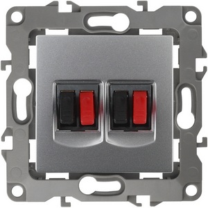 Изображение товара Акустическая розетка встраиваемая двойная (алюминий) ЭРА 12-3112-03