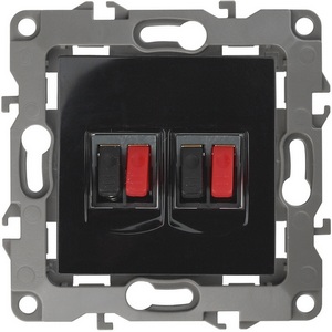 Изображение товара Акустическая розетка встраиваемая двойная (черный) ЭРА 12-3112-06