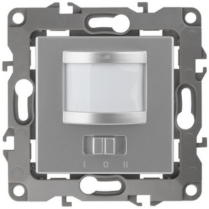 Изображение товара Датчик движения встраиваемый двухпроводный с подсветкой (алюминий) ЭРА 12-4103-03