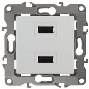 Изображение товара Розетка встраиваемая USBх2 (белый) ЭРА 12-4110-01