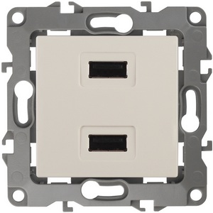 Изображение товара Розетка встраиваемая USBх2 (слоновая кость) ЭРА 12-4110-02