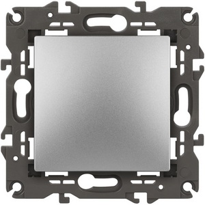 Изображение товара Выключатель встраиваемый одноклавишный (алюминий) ЭРА 14-1101-03