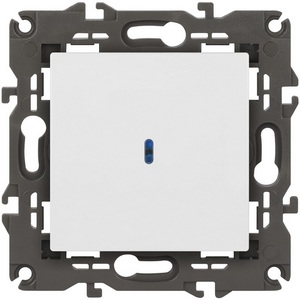 Изображение товара Выключатель встраиваемый одноклавишный с подсветкой (белый матовый) ЭРА 14-1102-01М