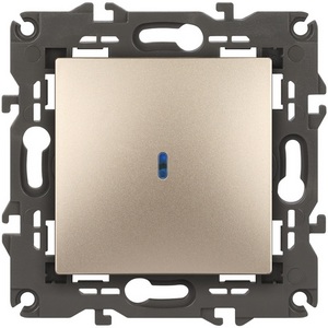 Изображение товара Выключатель встраиваемый одноклавишный с подсветкой (шампань) ЭРА 14-1102-04