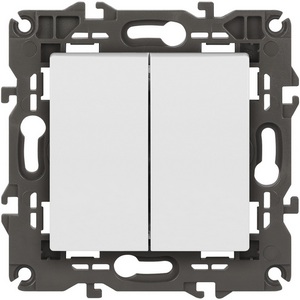 Изображение товара Выключатель встраиваемый двухклавишный (белый) ЭРА 14-1104-01