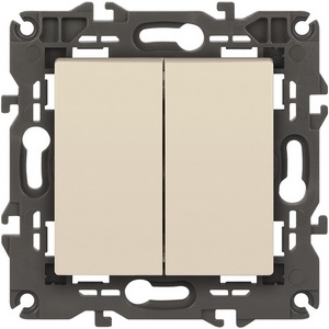 Изображение товара Выключатель встраиваемый двухклавишный (слоновая кость) ЭРА 14-1104-02