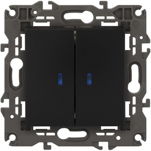 Изображение товара Выключатель встраиваемый двухклавишный с подсветкой (антрацит) ЭРА 14-1105-05