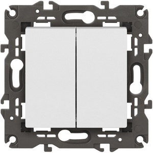 Изображение товара Проходной переключатель двухклавишный встраиваемый (белый) ЭРА 14-1106-01