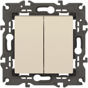 Изображение товара Проходной переключатель двухклавишный встраиваемый (слоновая кость) ЭРА 14-1106-02