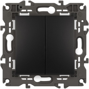 Изображение товара Проходной переключатель двухклавишный встраиваемый (антрацит) ЭРА 14-1106-05