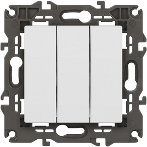 Изображение товара Выключатель встраиваемый трехклавишный (белый матовый) ЭРА 14-1107-01М