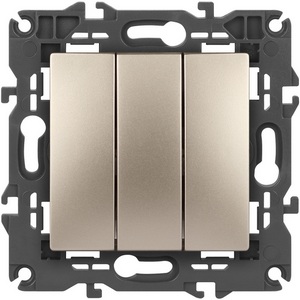 Изображение товара Выключатель встраиваемый трехклавишный (шампань) ЭРА 14-1107-04