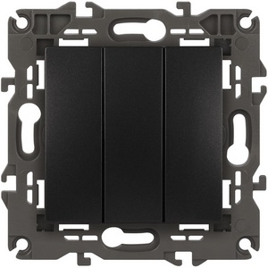Изображение товара Выключатель встраиваемый трехклавишный (антрацит) ЭРА 14-1107-05