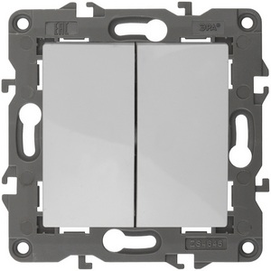 Изображение товара Перекрестный переключатель двухклавишный встраиваемый (белый) ЭРА 14-1112-01