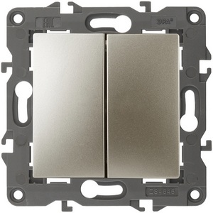 Изображение товара Перекрестный переключатель двухклавишный встраиваемый (шампань) ЭРА 14-1112-04