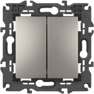 Изображение товара Перекрестный переключатель двухклавишный встраиваемый (титан) ЭРА 14-1112-16