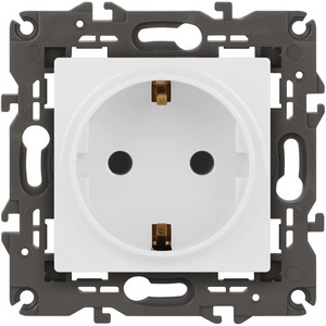 Изображение товара Розетка встраиваемая с заземлением (белый) ЭРА 14-2101-01