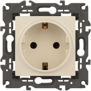 Изображение товара Розетка встраиваемая с заземлением (слоновая кость) ЭРА 14-2101-02