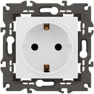 Изображение товара Розетка встраиваемая с заземлением и шторками (белый) ЭРА 14-2102-01