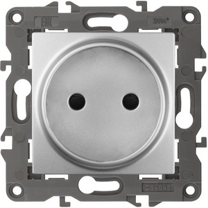 Изображение товара Розетка встраиваемая без заземления (алюминий) ЭРА 14-2105-03