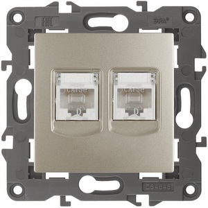 Изображение товара Розетка встраиваемая двойная Ethernet RJ-45 (шампань) ЭРА 14-3108-04