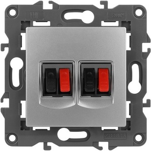 Изображение товара Акустическая розетка встраиваемая двойная (алюминий) ЭРА 14-3112-03