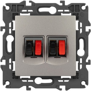 Изображение товара Акустическая розетка встраиваемая двойная (титан) ЭРА 14-3112-16