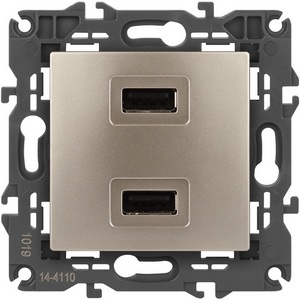 Изображение товара Розетка встраиваемая USBх2 (шампань) ЭРА 14-4110-04