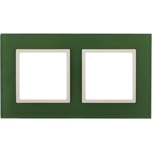 Изображение товара Рамка на 2 поста (зеленый, слоновая кость) ЭРА 14-5102-27