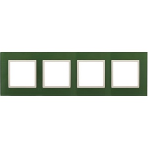 Изображение товара Рамка на 4 поста (зеленый, слоновая кость) ЭРА 14-5104-27