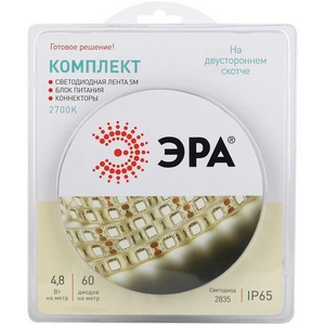 Изображение товара Комплект светодиодной ленты 12V 5м белый теплый ЭРА 2835kit-4,8-60-12-IP65-2700-5m