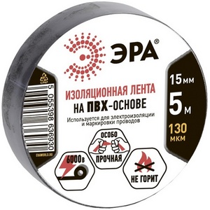 Изображение товара Изолента 15мм 5м черная ЭРА 36930