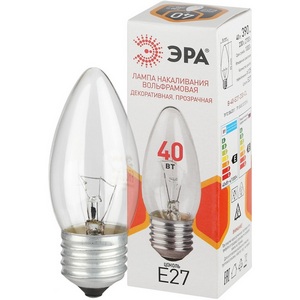 Изображение товара Лампочка накаливания E27 40 Вт ЭРА B36 B-40-E27-230-CL